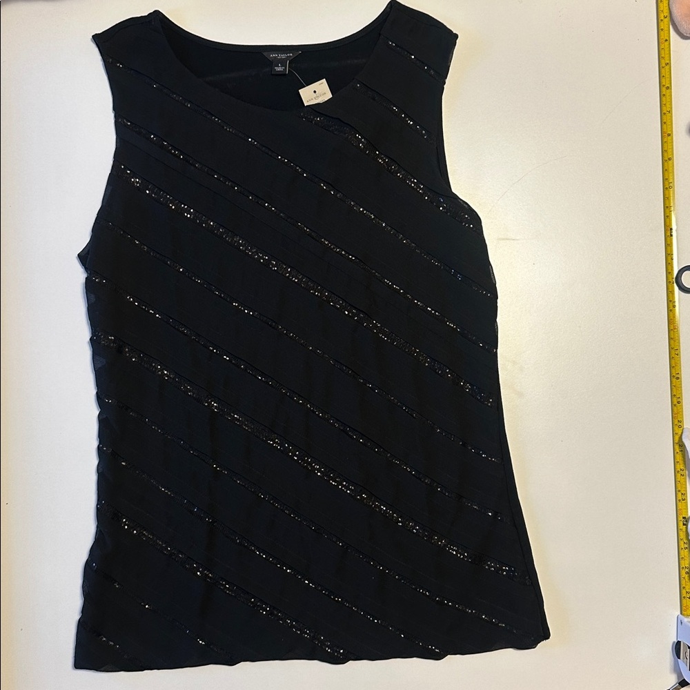 Ann Taylor Black Sequin Blouse